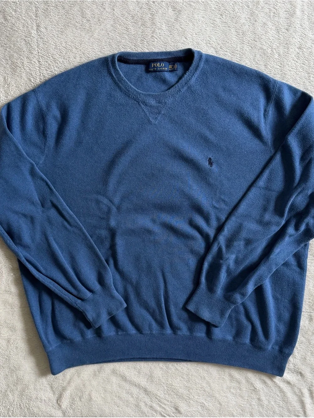 Polo Ralph Lauren Cotton Sweater Men's Size 3XL Blue Crewneck Pony Logo Knit